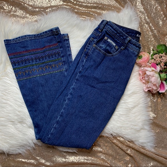 RVT Denim - [R.V.T.] Boho Embroidered Flare Jeans